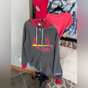 NEW MLB 2 PC St. Louis Cardinals baseball jacket hoodie and hat